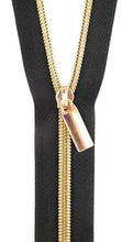 Load image into Gallery viewer, Zippers By The Yard Black Tape Nickel Teeth #5 | Sallie Tomato