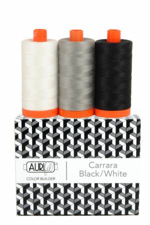 Aurifil Colour Builder 50wt 3pc Set Carrara Black/White