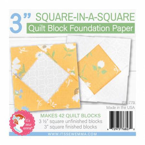 3inch Square in a Square Quilt Block Foundation Paper