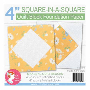 4inch Square in a Square Quilt Block Foundation Paper | It's Sew Emma