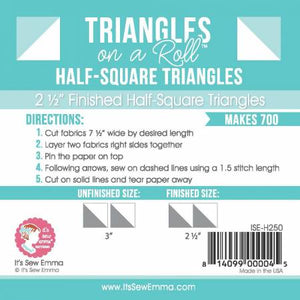 2.5" Half Square Triangle Paper - Triangles on a Roll #H250
