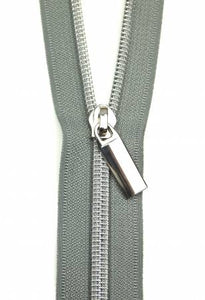 Zippers By The Yard Grey Tape Nickel Teeth #5